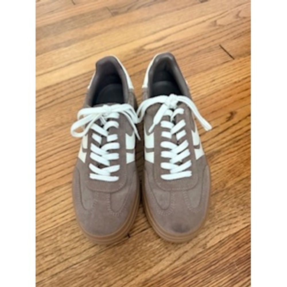 Steve Madden Dodge Platform Sneaker Women 7.5 Brown Good Suede Low Top Gum Sole